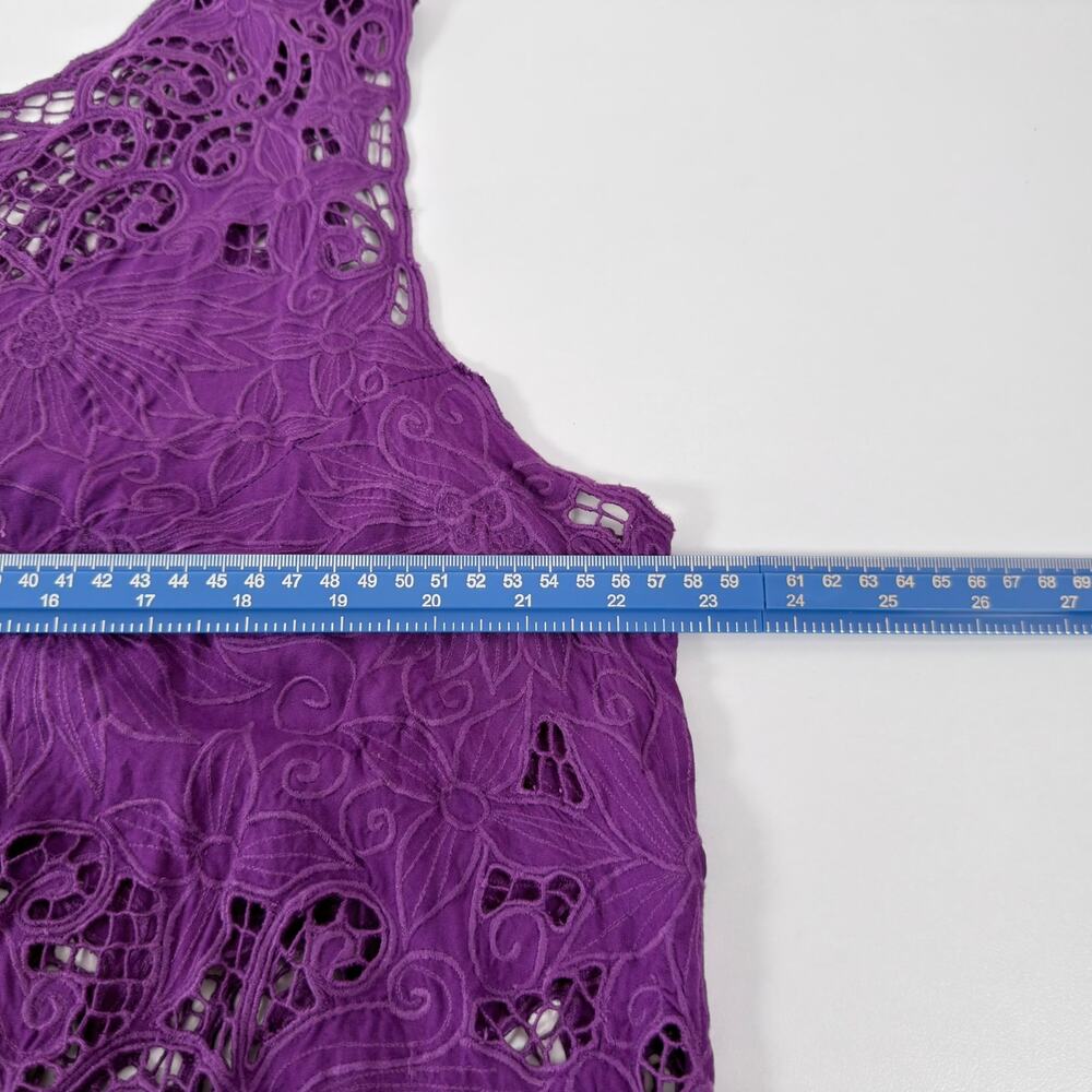 Purple Cotton Lace Button-Up Vest - Size OS to XL - Picture 4 of 7